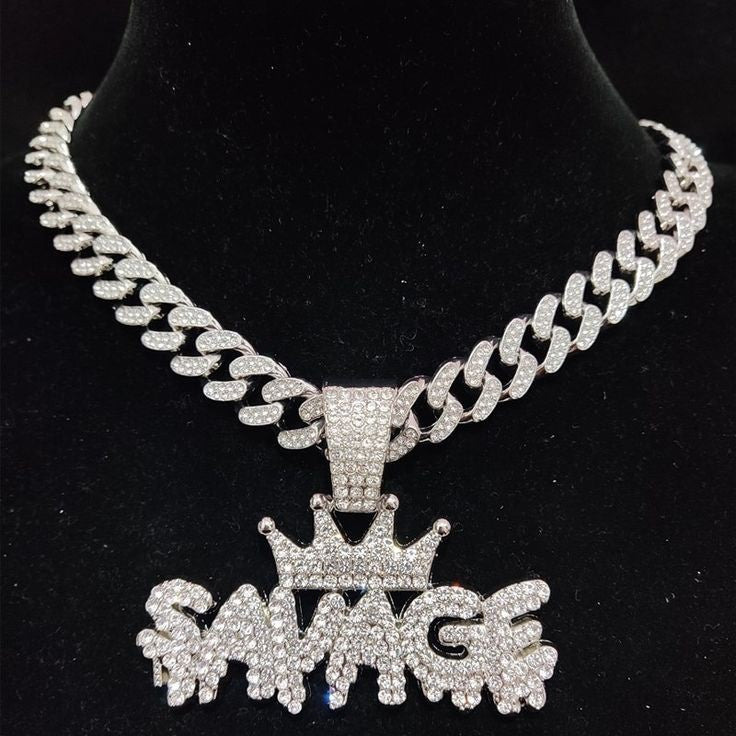 Ice Out Savage Pendent With Cuban Link Chain Premium Quality Necklace For Mens