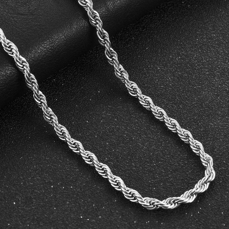 Sterling Silver Gold Twisted Rope Chain Stainless Steel Necklace Chain For Men Women