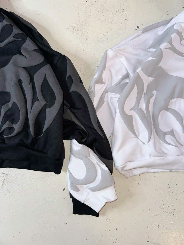 Aesthetic Tribal Shadow Depth Puff Print Y2K Streetwear Style Fashion | Gothic Oversized Unisex Hoodie