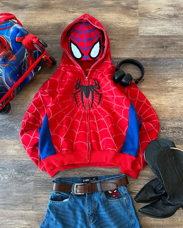 Spiderman Zip Up Oversized Hoodie