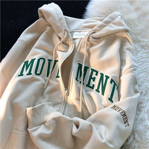 Vintage Y2K Aesthetic Embroidery Text Oversized Harajuku Zip Up Zipper Hooded - Clothing Outfit