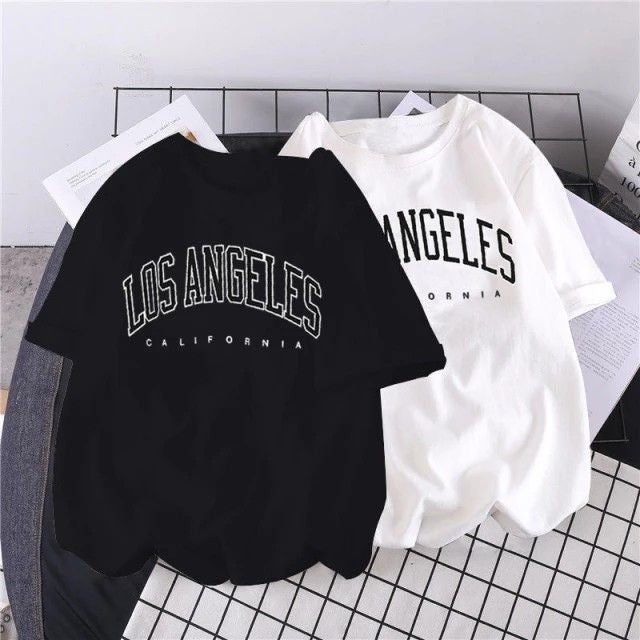 Urban Vibe Los Angele Drop Shoulder Oversized Cool Aesthetic Tshirt For Mens