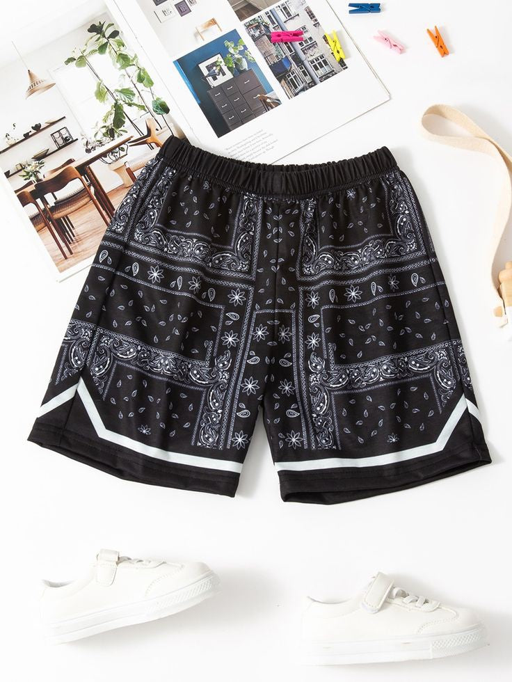 Black Bandana Summer Short For Men's