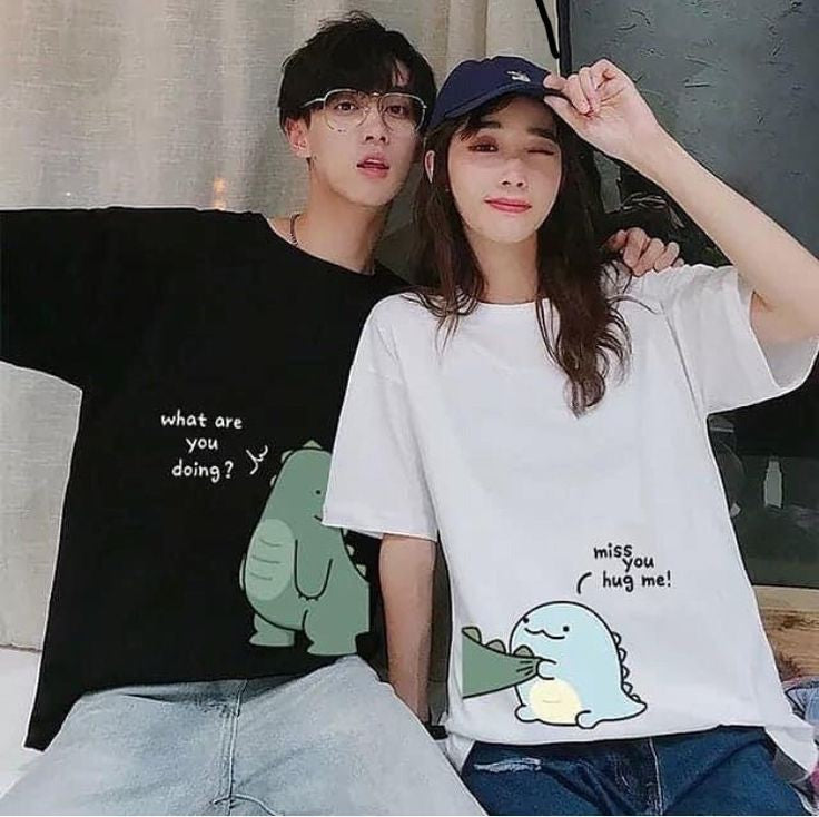 Cute Dinosaur Matching Couples T-shirt