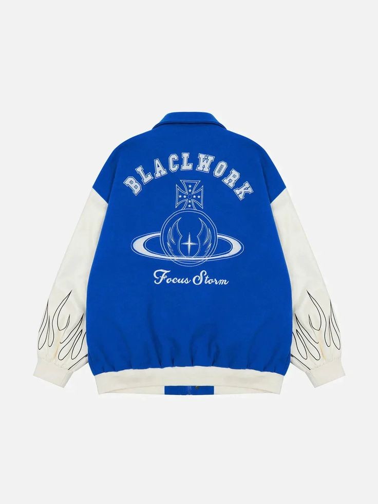 Flame Polo Collar Y2K Baseball Varsity Jacket For Mens