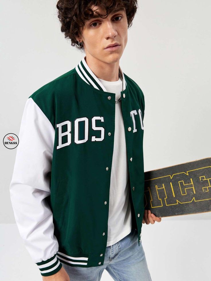 Baseball Boston Printed Varsity Fashion Jacket For Mens