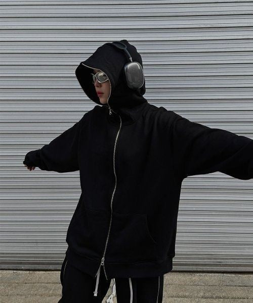 Y2K Style Oversized Streetwear Fleece Full Zip Up Zipper Hoodie