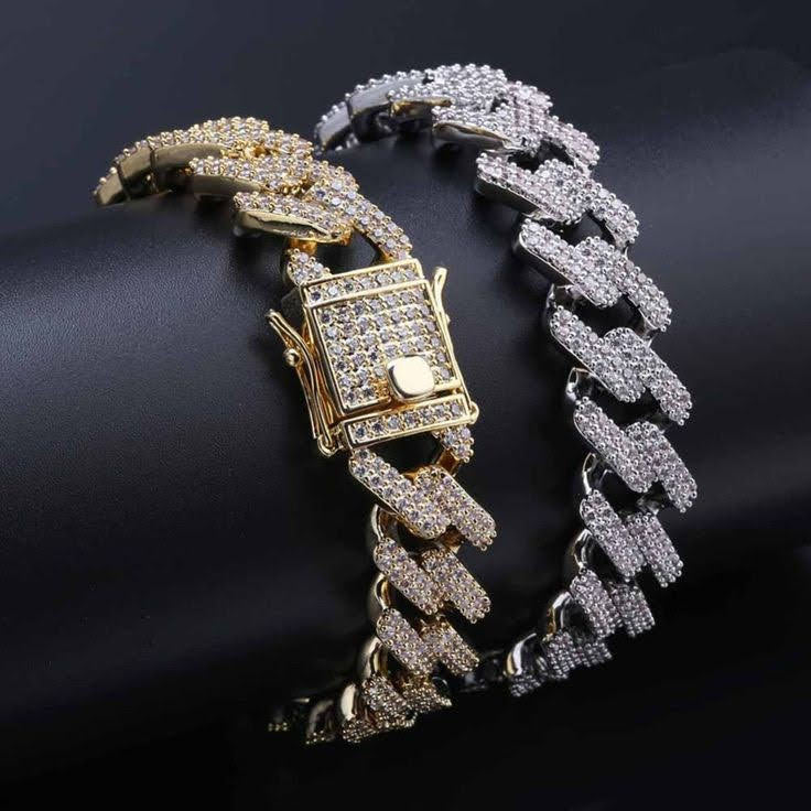 Elegant Diamond Ice Out Cuban Link Ice Bracelet Hip Hop Ice Bling For Mens