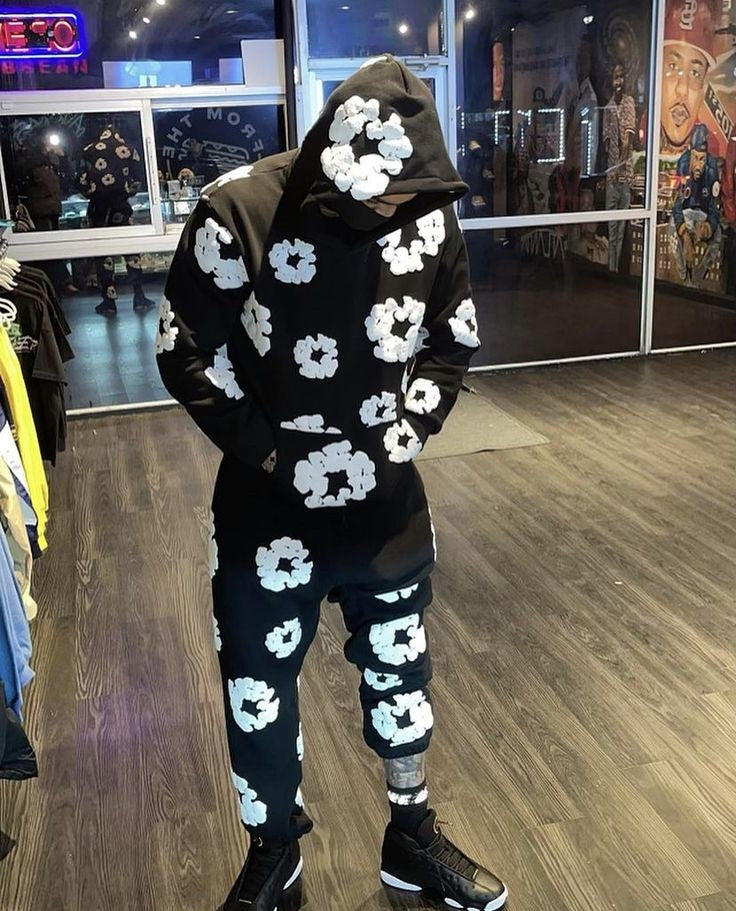 Aesthetic Floral Printed Streetwear Oversize Casual Harajuku Y2K Winter Tracksuit For Mens