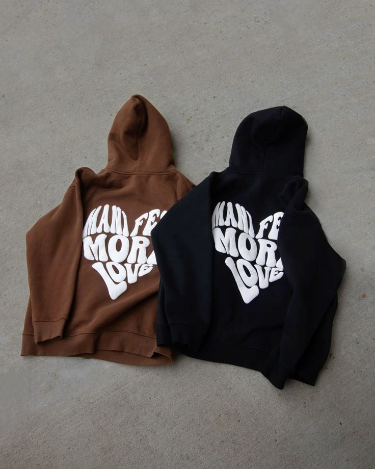 Main Fest More Love' Print Casual Premium Unisex Pullover Hoodie