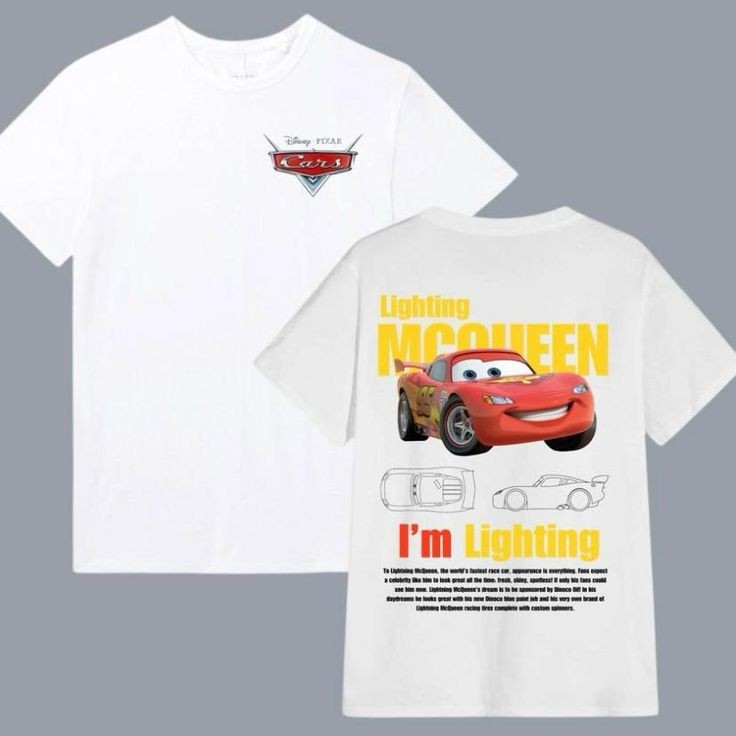 Lighting McQueen Graphic Printed Half Sleeve Cotton T-shirt For Mens