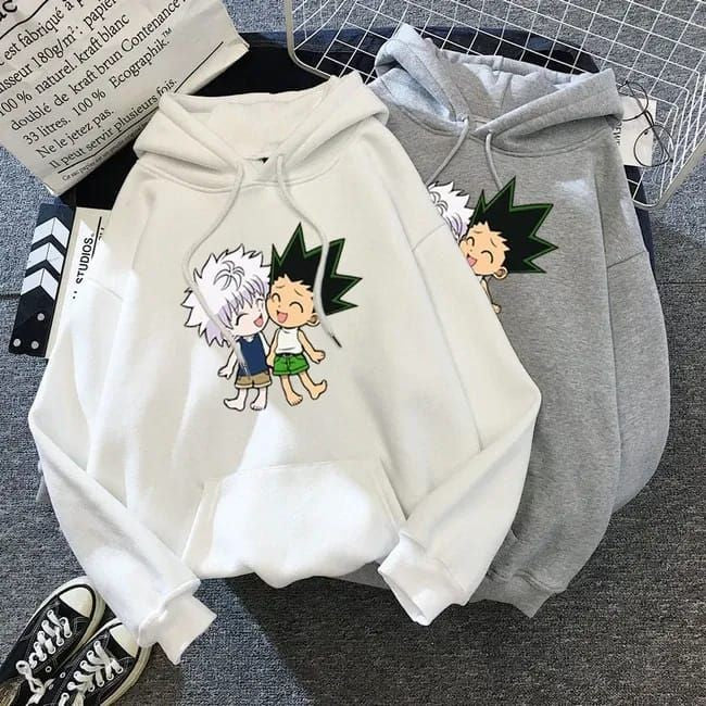 Hunter X Hunter Anime Gon Killua Print Oversized Comfy Fleece Hoodie For Men's Women's Fashion