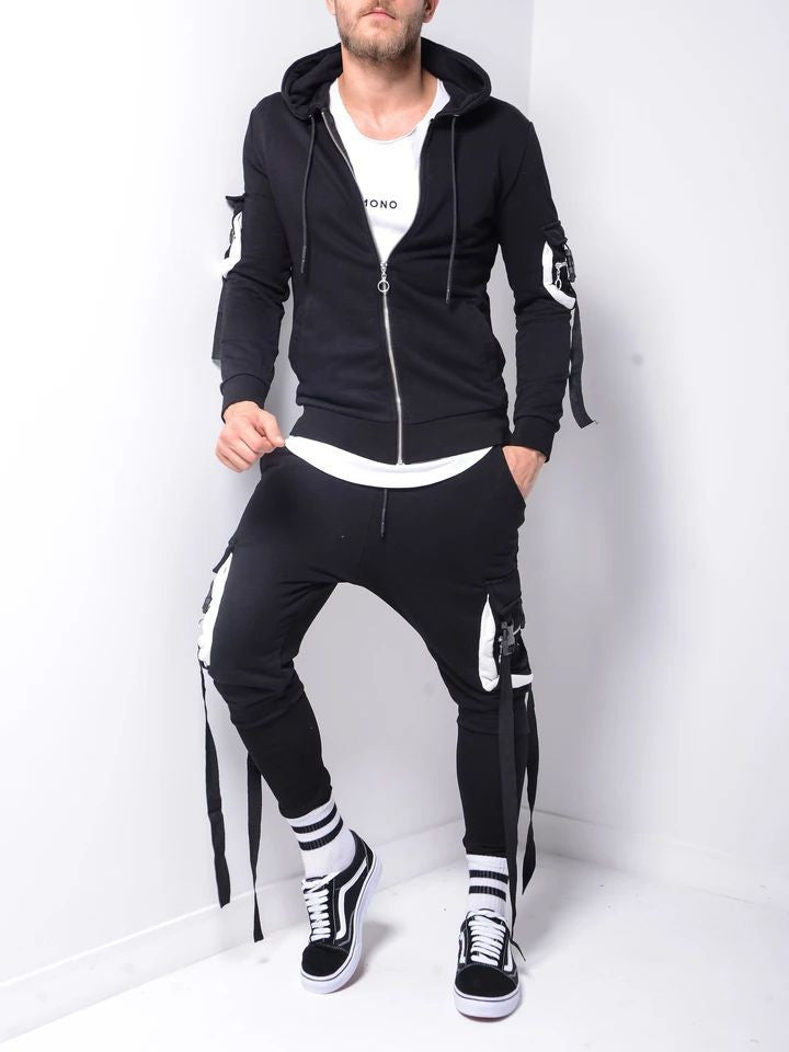 Funky Buckle Multi-Pocket Tracksuit For Men's