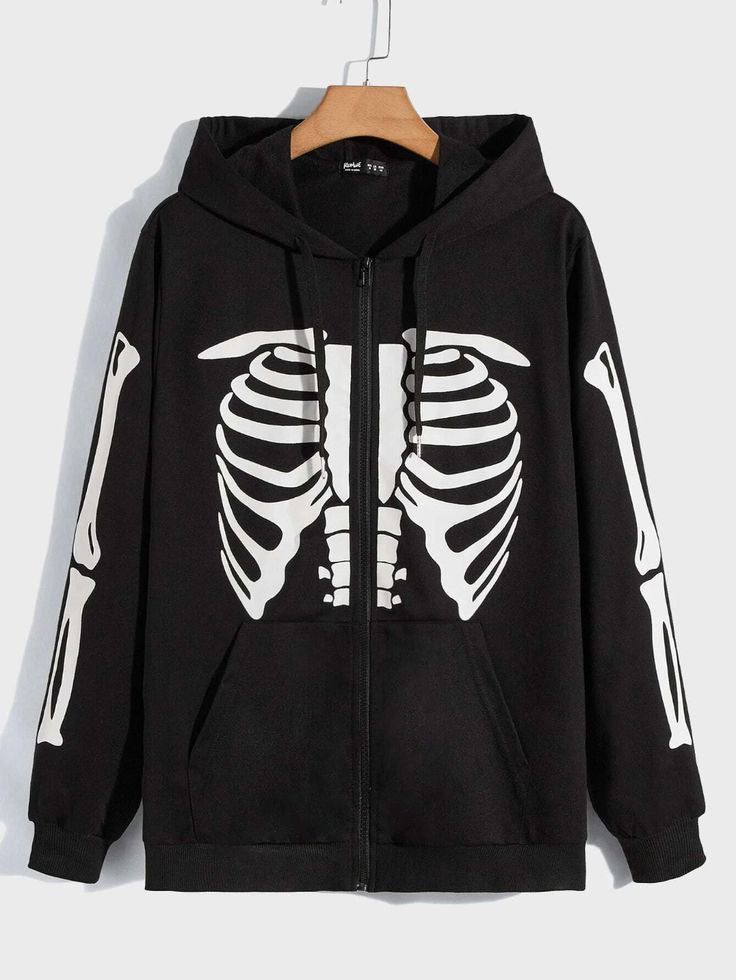 Skull Body Printed Zipper