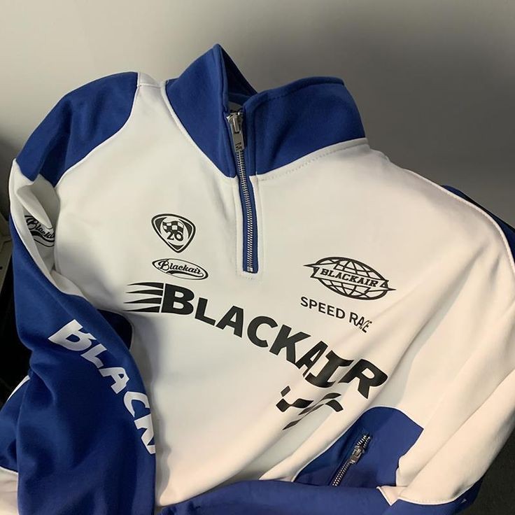 Blackair Racer Oversize Streetwear Fashion Style Harajuku Y2K Half Zip Collar Full Sleeves Sweatshirt For Mens
