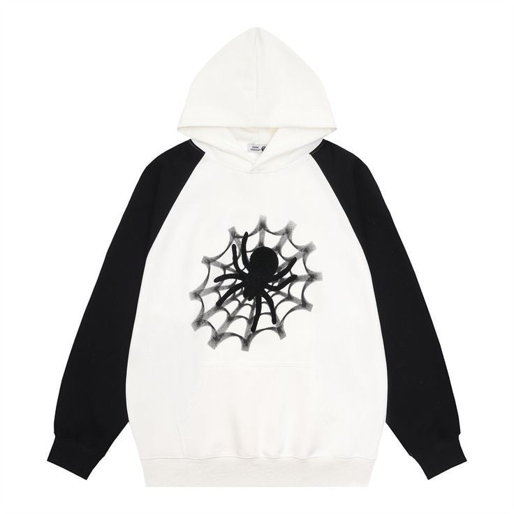Spider web Graphic Printed Oversized Hoodie