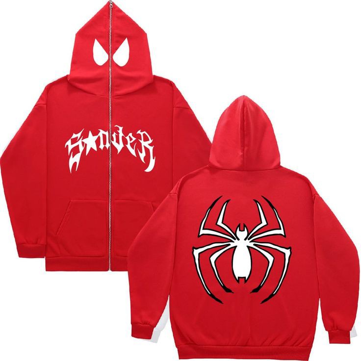 Spiderman edition full zip-up hoodie with bold Spiderman graphics, unisex design, comfortable and stylish for casual wear.