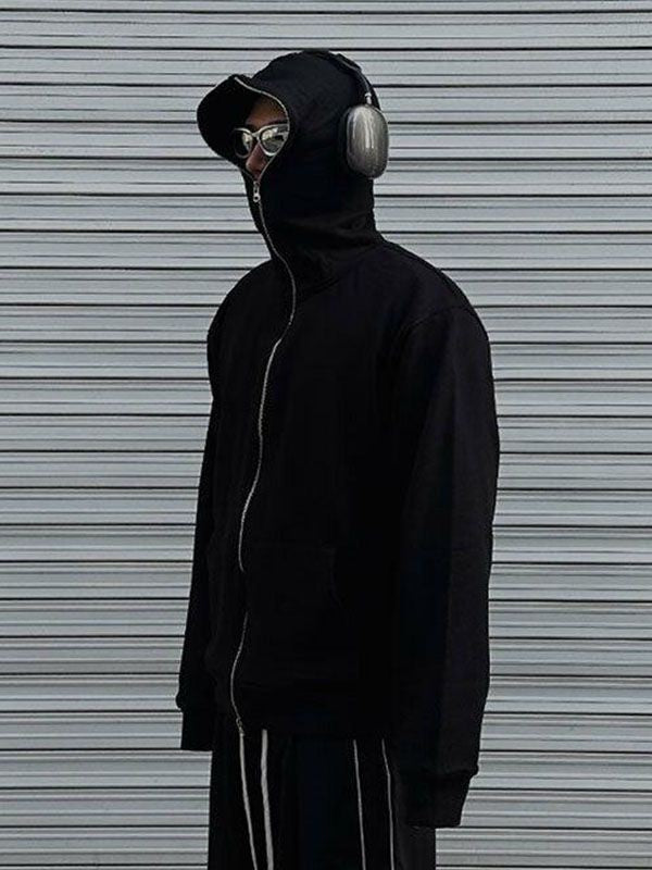 Y2K Style Oversized Streetwear Fleece Full Zip Up Zipper Hoodie
