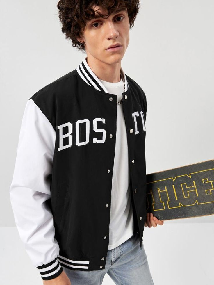 Boston Printed Baseball Varsity Fashion Jacket For Mens