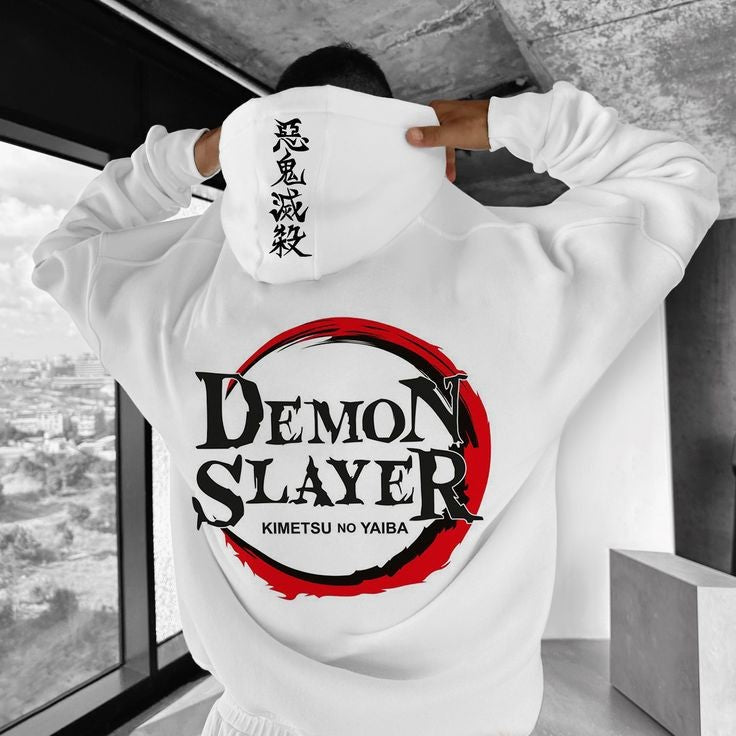 Demon Slayers Anime Graphic Printed Pullover Oversized Hoodie