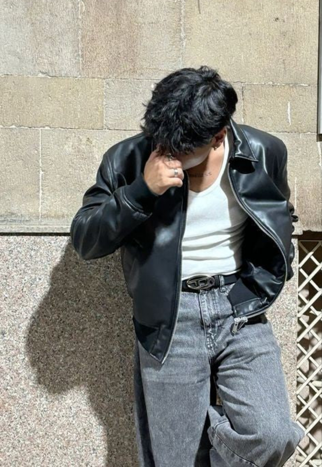 "Classic Mens Basic Black Vegan Leather Retro Style Collar Bomber Jacket For Mens."