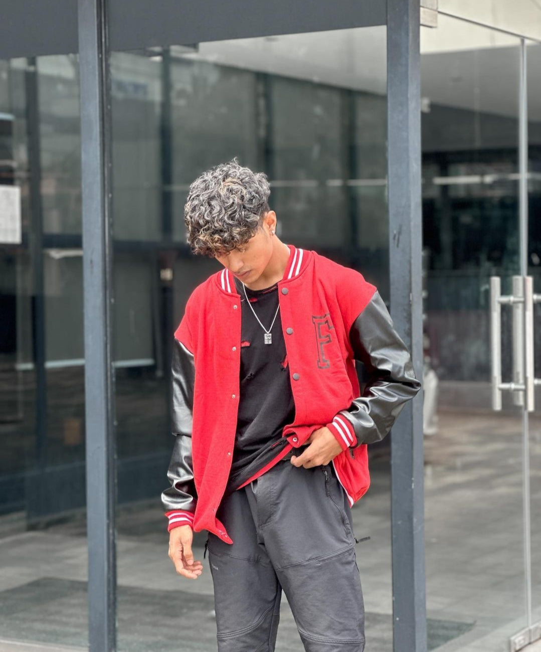 Leather Sleeve Varsity Jacket