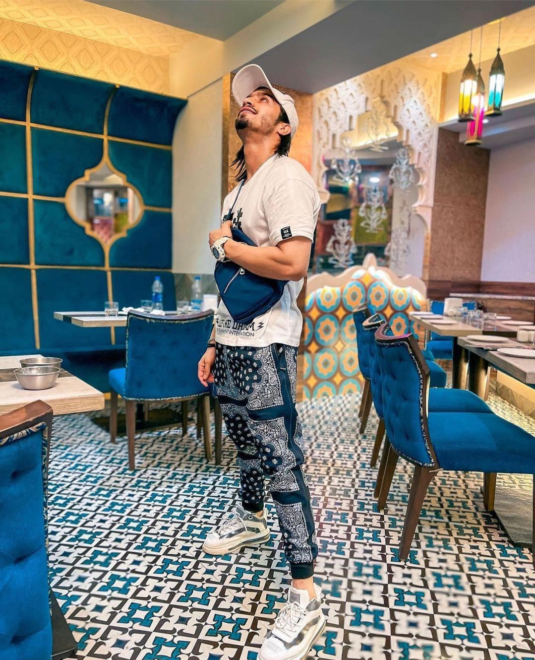 Black Bandana printed Track Pant
