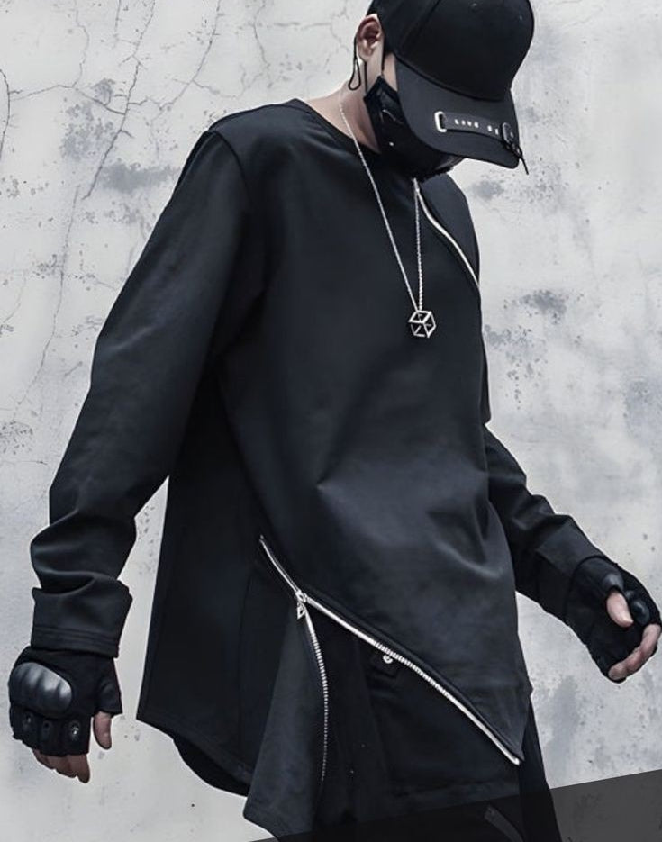 Korean Style Slasher Zip T-shirt