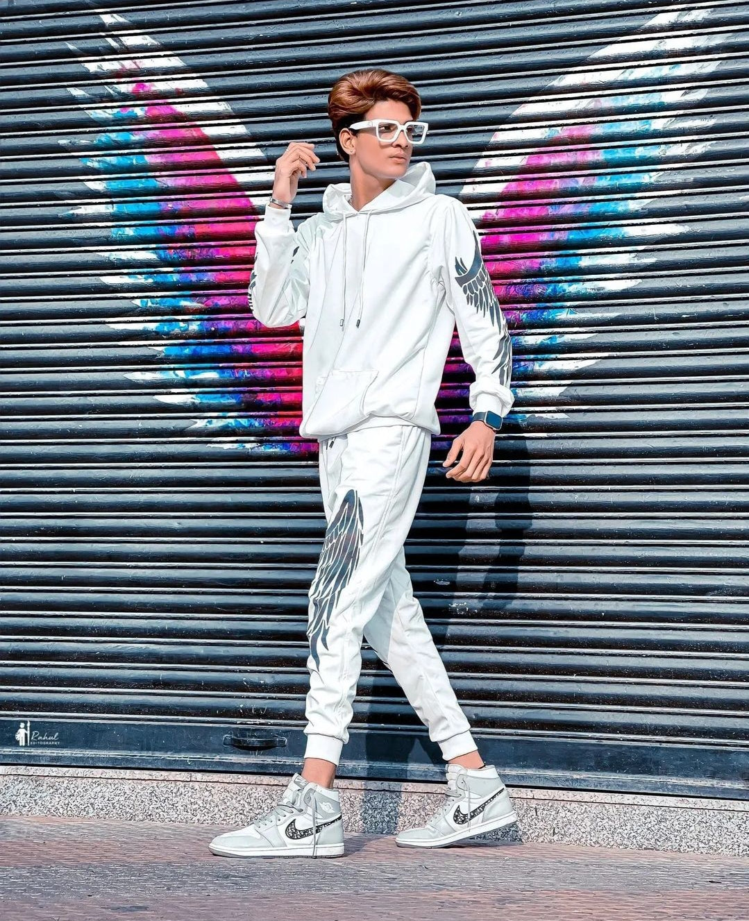 Multicolour Wings Reflector Printed Tracksuit For Mens