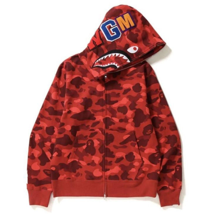 Camo Shark Print Full Length Zipper