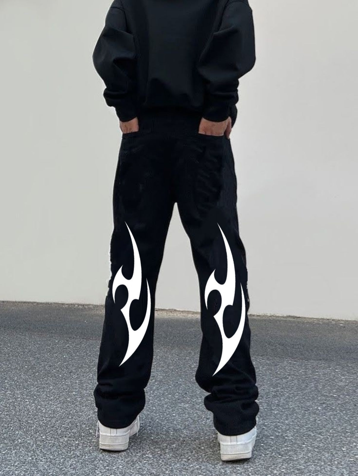 Y2K Harajuku Wide Leg Straight Fit Black Jeans