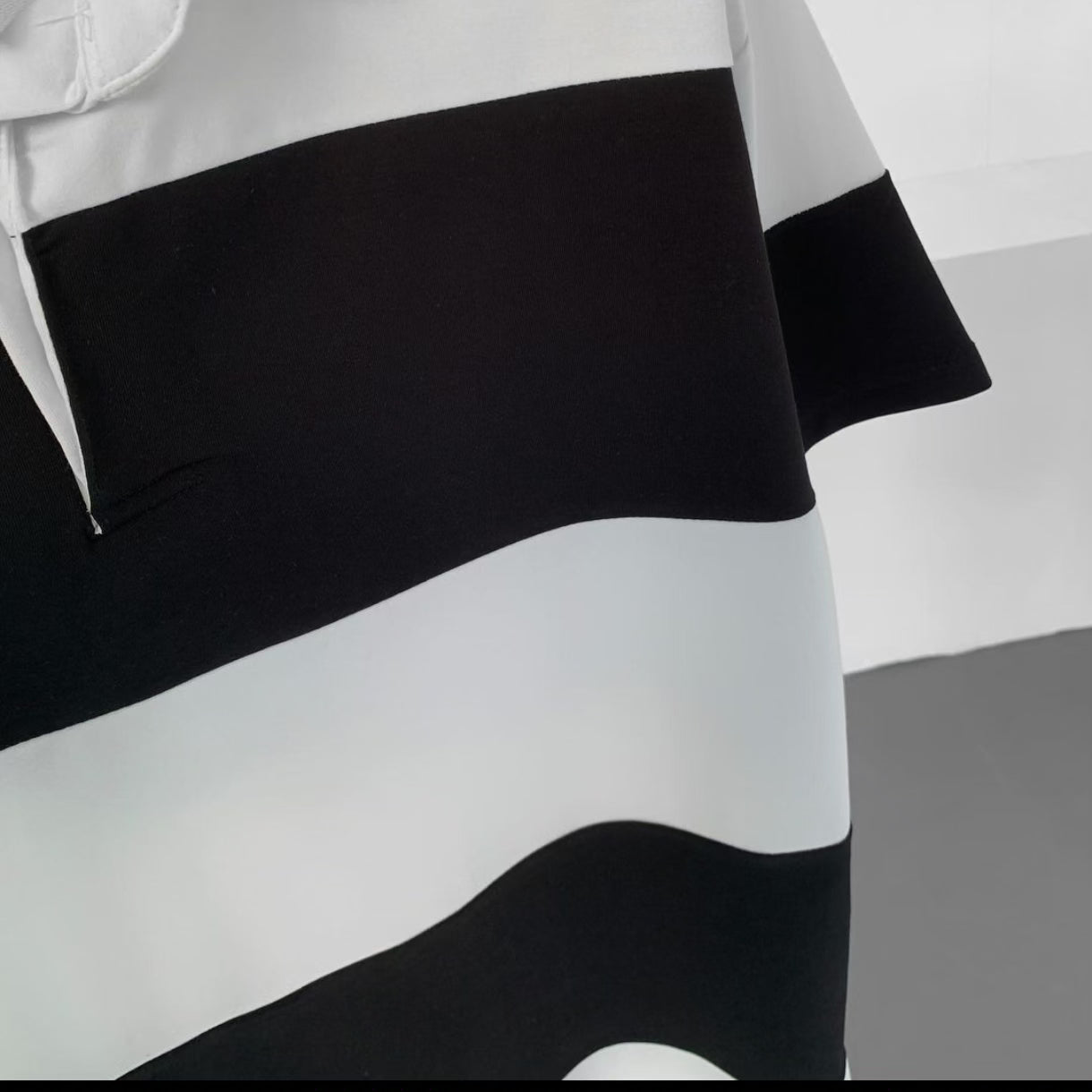 Turkish Style Blockstriped Collar Oversized Sweatshirt