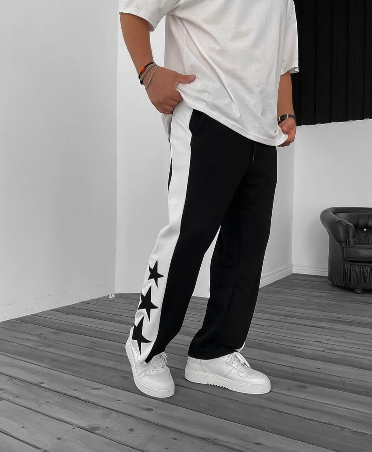 Y2K Fashion Star Patchwork embroidery Baggy Streetwear Fashion Pant For Mens