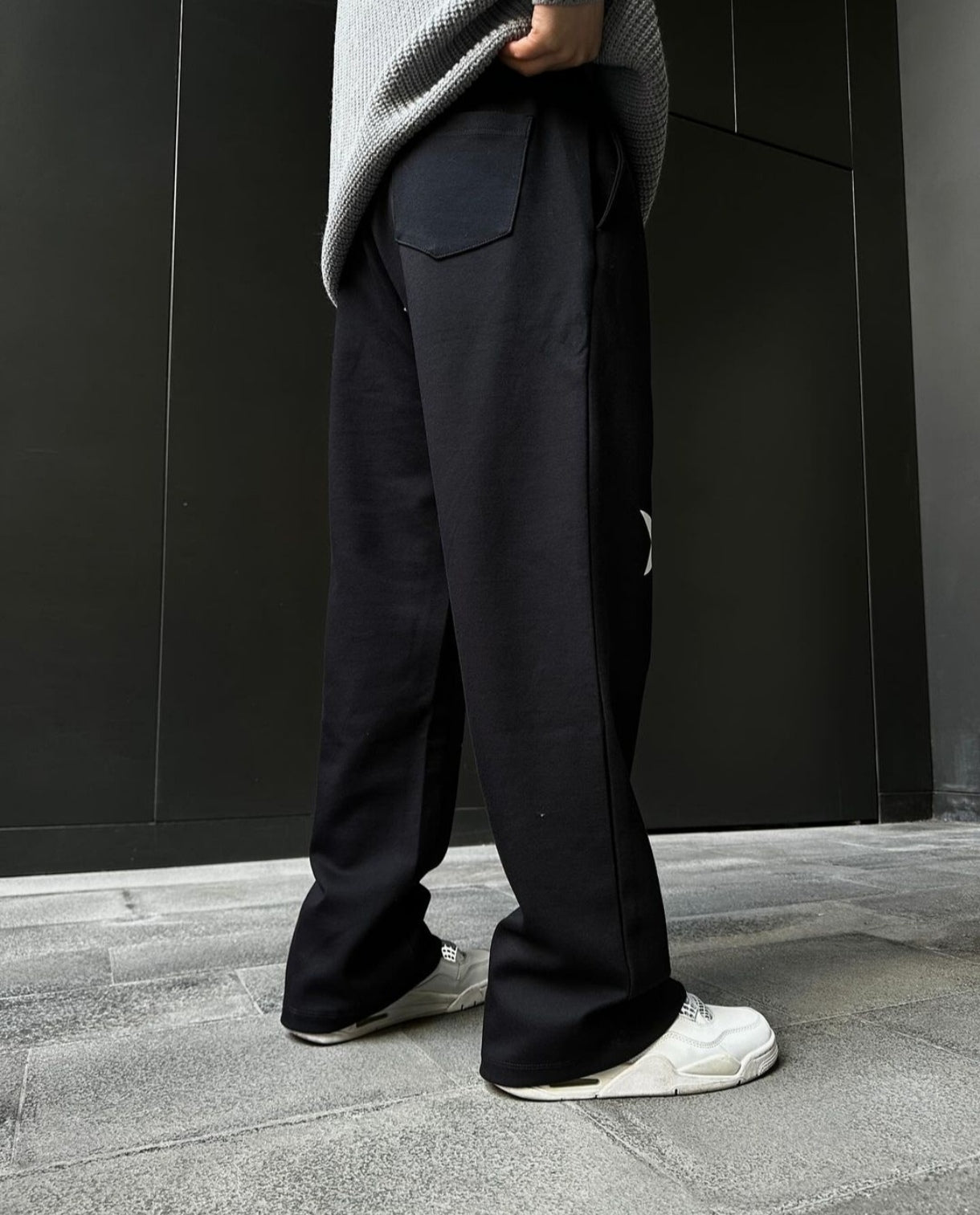 Urban Vintage Star Print Baggy Straight Fit Wide Leg Streetwear Black Denim Jeans