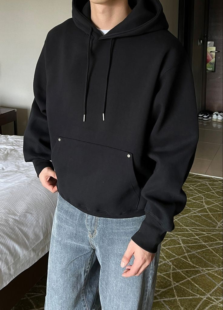 Winter Wear Black Y2K Autumn Korean Fashion Fleece Oversized Pullover Hoodie