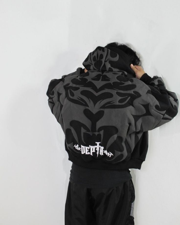 "Teribal Shadow Depth Hoodie Y2K Streetwear Gothic Puff Print Comfy & Stylish Oversized Pullover Hoodie For Men's Women's"