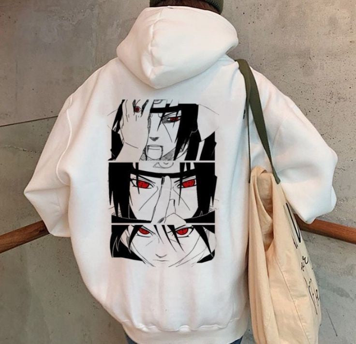 Aesthetic Sasuke Uchiha Printed Oversize Anime Hoodie For Men's - Naruto Anime Fans