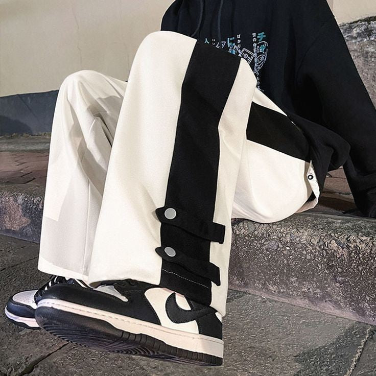 Aesthetic Straight Fit Streetwear Hip-Hop Fashion Wide Leg Casual Loose Button Pant For Mens