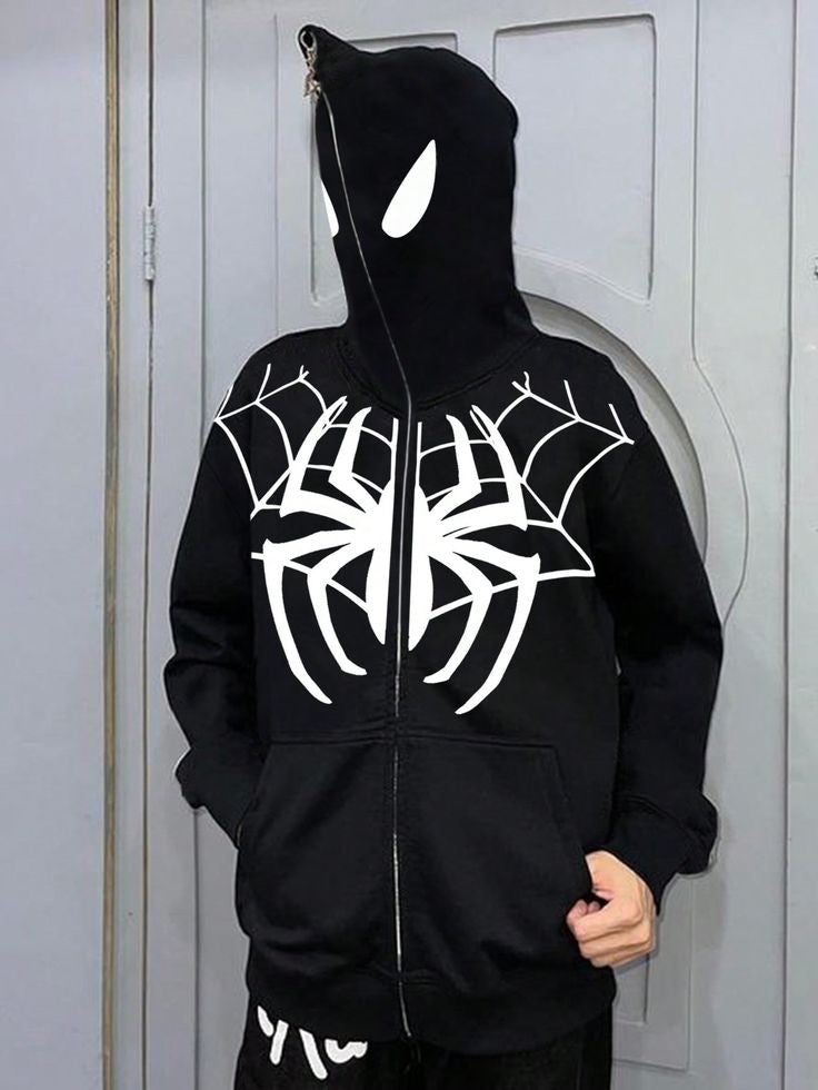 Spiderman Inspired Y2K Retro Fashion Full Zip Up Zipper Hooded