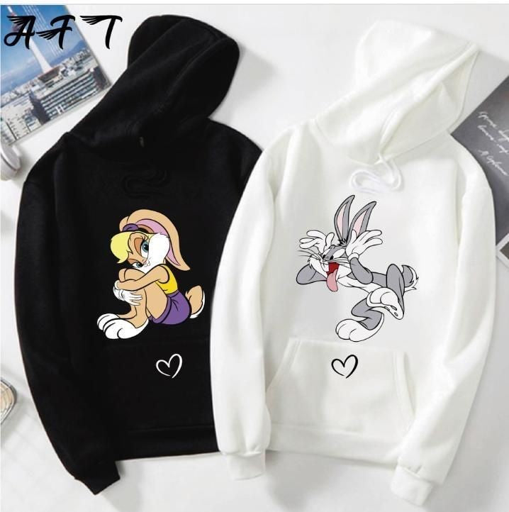 Bunny Printed Couples Hoodie