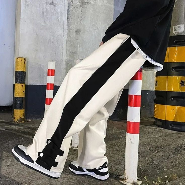 Aesthetic Straight Fit Streetwear Hip-Hop Fashion Wide Leg Casual Loose Button Pant For Mens