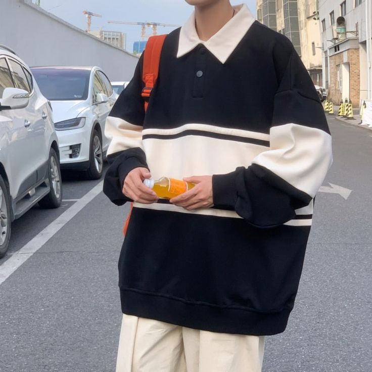 Korean StreetStyle Wear Oversize Collar Sweatshirt
