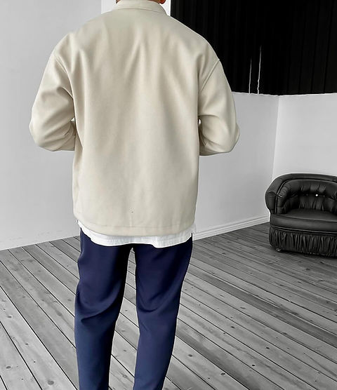 Spring And Autumn Turkish Flap Pocket Beige Soft & Warm Oversized Varsity Jacket For Mens