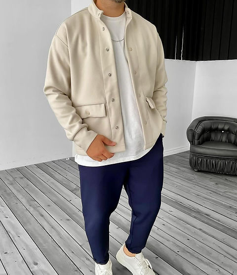 Stylish Beige Turkish Fashion Designer Shacket