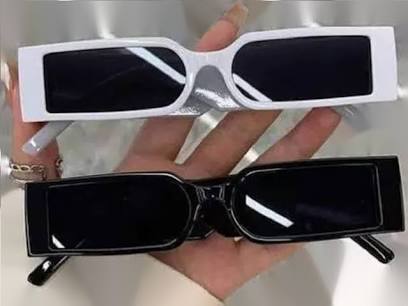 Rectangular Black Sunglass Inspired by MC Stan 400 UV Protected Lens