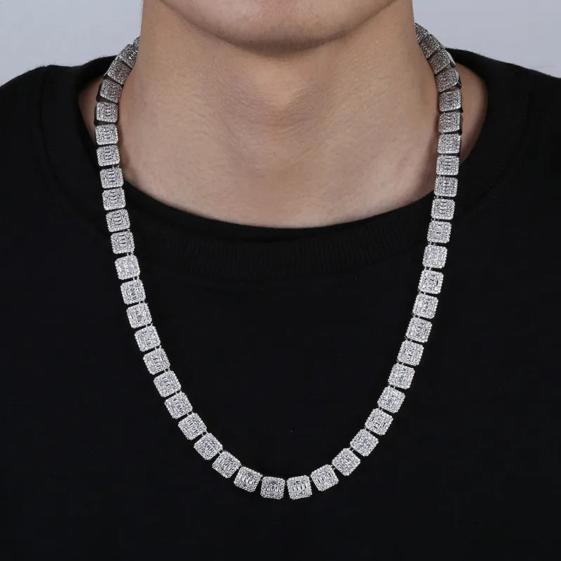 Baguette Tennis Chain Ice Out Hip Hop Chain Necklace