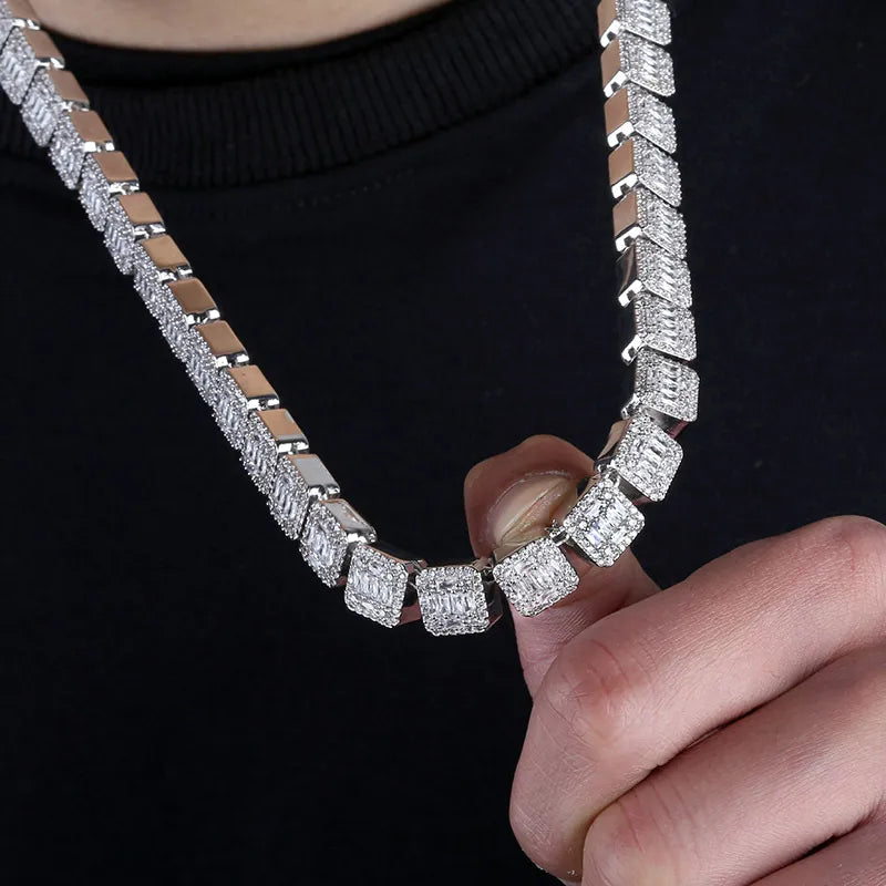 Baguette Tennis Chain Ice Out Hip Hop Chain Necklace