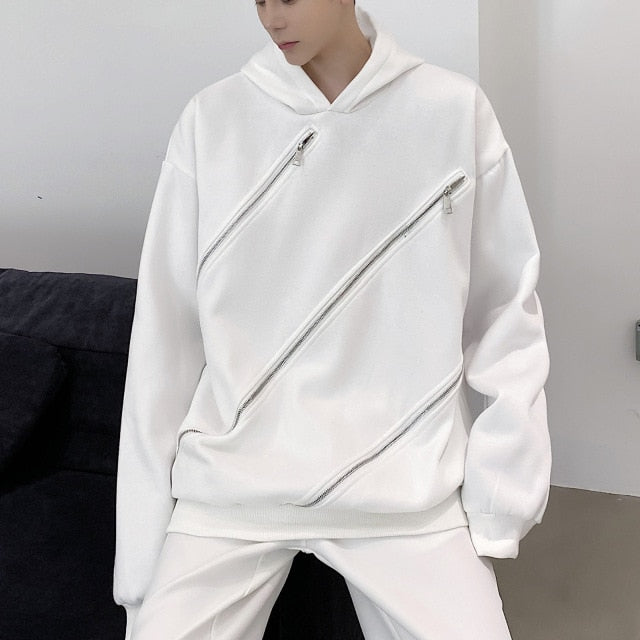 Y2K Metal Triple zip Harajuku Fashion Streetwear Pullover Zipper For Mens