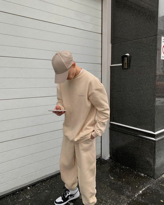 Relax Fit Casual Wear Beige Tracksuit For Men's