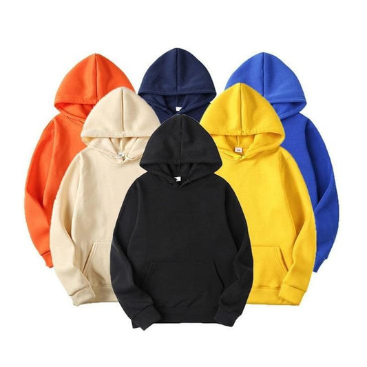 Basic Plain Colour Fleece High Quality Pullover Hoodie